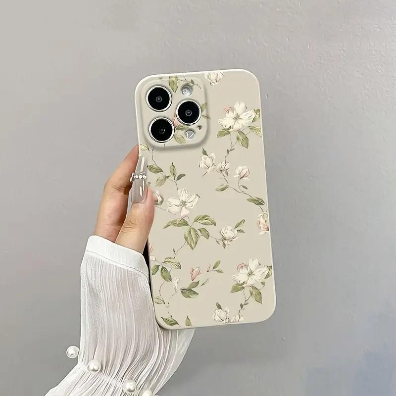 Simple floral pattern phone case suitable for iPhone 17 16 15 14 13 12 11 Pro/Max/Plus anti drop and shockproof