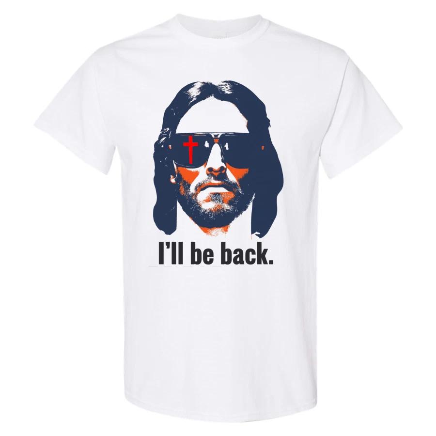 Jesus I ll Be Back Christian T Shirt Funny Faith Cross Sunglasses Easter Tee S