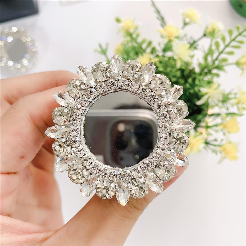 Super Fire Diamond-Set Mobile Phone Holder Universal Gem Crystal Support Retractable Mirror Lazy Paste Female