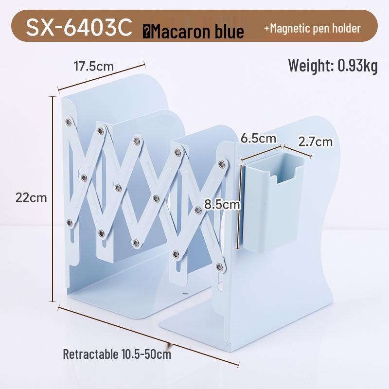 Magnetic Retractable Book Stand with Pen Holder - Desktop Bookcase Divider and Folding Fixer.
