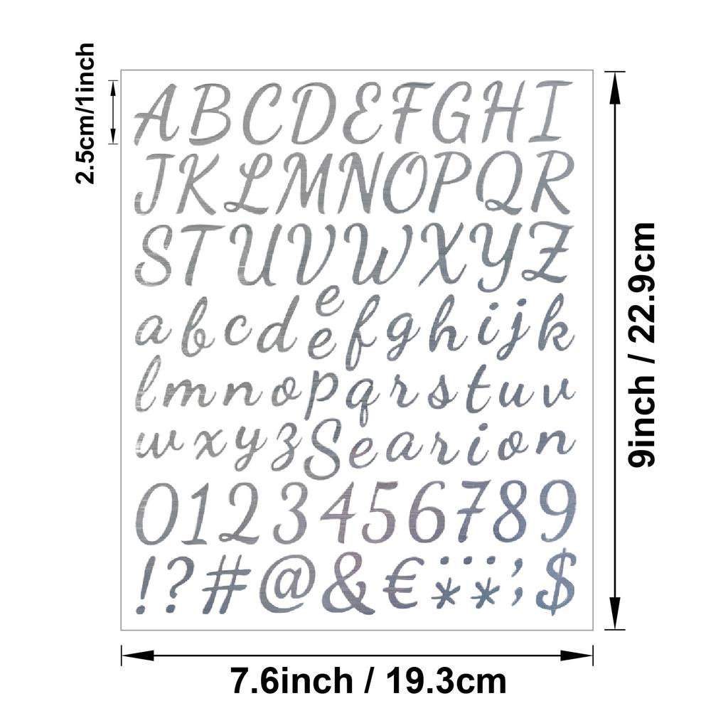 1 Inch Handwritten Letter Sticker Metal Brushed Gold and Silver Party Wedding Card Photo Album Decoration DIY Gold Stamping Sticker