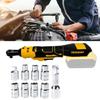 Electric Ratchet Cordless Ratchet Wrench 3/8" 400RPM Variable Speed 3/8" 1/4" Adapter 7 Socket Extension Rod