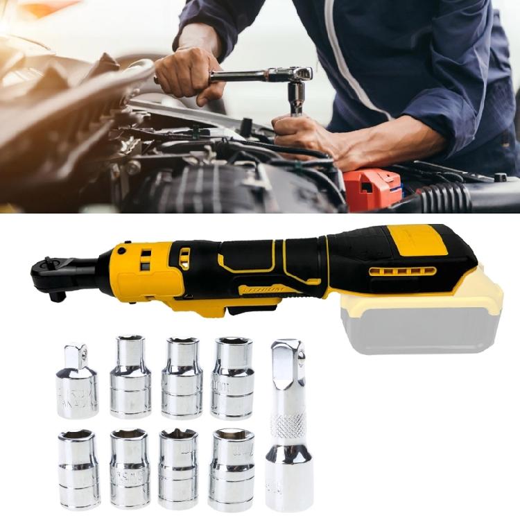 Electric Ratchet Cordless Ratchet Wrench 3/8" 400RPM Variable Speed 3/8" 1/4" Adapter 7 Socket Extension Rod
