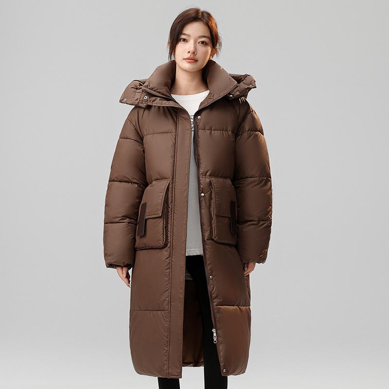 

New Cotton-padded Jacket Long Thick Coat Loose Women Over The Knee Hooded Cotton-padded Jacket Cotton-padded Women. XL
