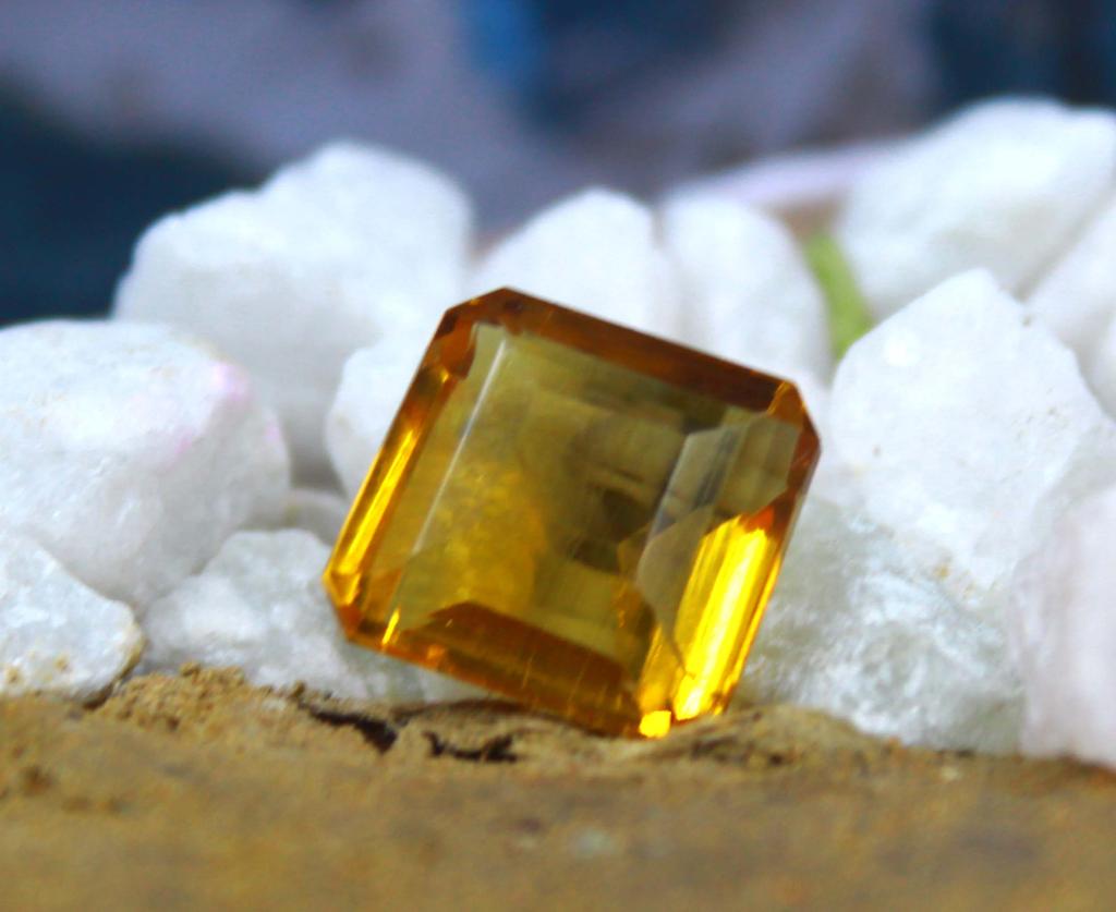 8.15 Carat Amazing Offer Yellow Alexandrite Emerald Shape Certified Russia Gemstone SN504