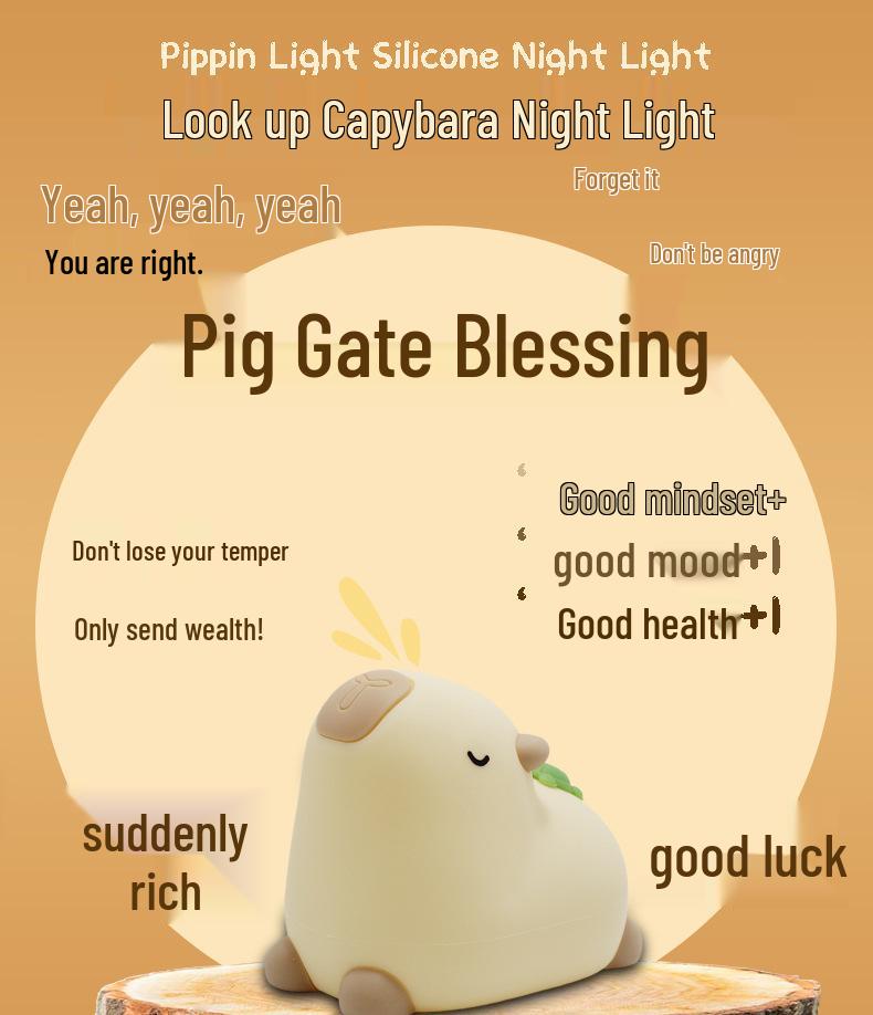 Capybara Silicone Night Light - Pat-Controlled, Timed, Ideal Children's Birthday Gift