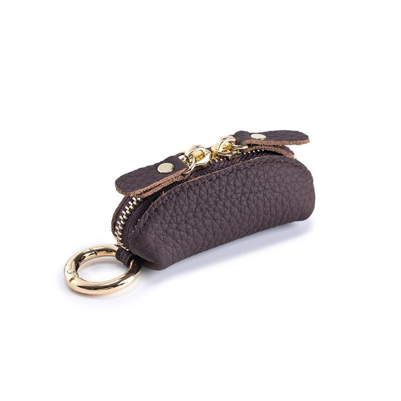 Mini Leather Coin Purse Soft Water-resistant Zipper Pouch with Key Ring Compact Card Holder for Men Women Outdoor