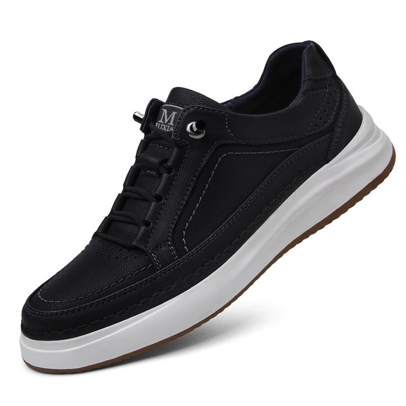 The first layer of cowhide men's shoes, light soft-soled leather shoes for men, spring breathable thick-soled white shoes for men, new casual board s