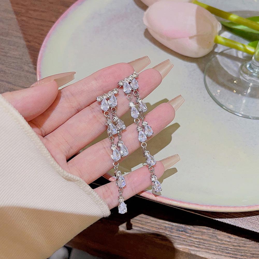 925 Silver Needle Tassel Pearl Earrings: High-End Celebrity Design for Women