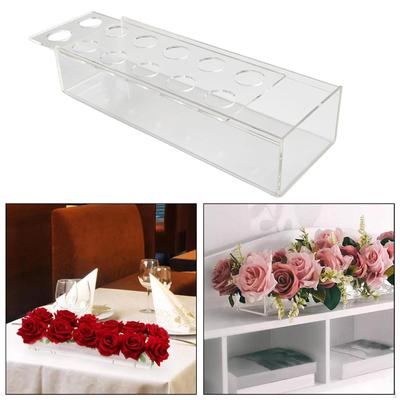 Contenedor de jarrón de flores rectangular de acrílico Maceta decorativa Maceta Larga Artística para