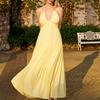 New Four-sided Elastic Deep V Neck Strap Dress, European and American Sexy Backless Seaside Vacation Elegant Long Dress