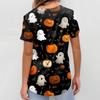 Dámská móda Krátký rukáv Halloweenský potisk Výstřih do V Kapsa Pracovní topy