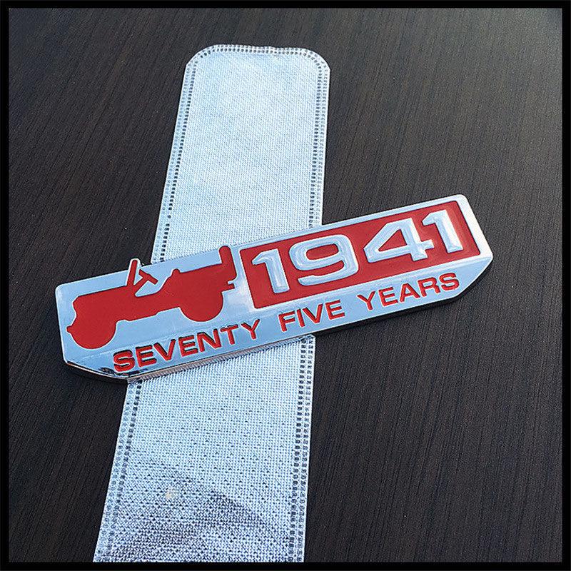 1941 Logo 75. výročí Zadní emblém Samolepka pro Jeep Wrangler & Compass