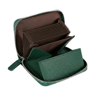 Portefeuille Mini en Cuir Véritable pour Femme Mandiva avec Porte-Cartes, Anti-Skimming, Porte-Monnaie, Style Accordéon et Compartiment pour Billets sans Pliage (vert)