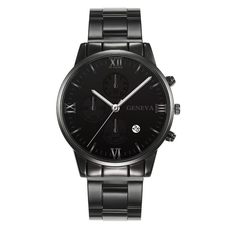 Men's Watch Fashion Three-eye Calendar Pattern Steel Belt Men's Watch Men's Watch Quartz Watch