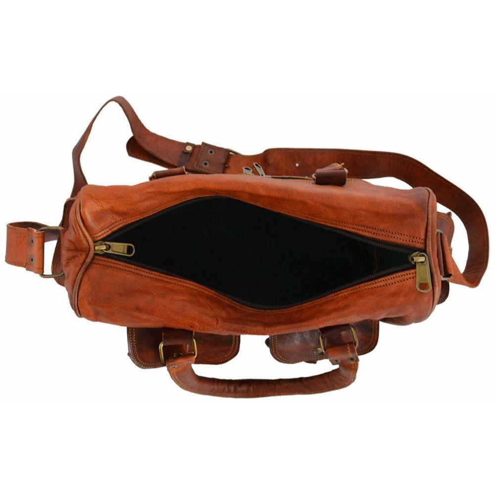 Goat Leather Travel Duffel Shoulder Overnight Weekender Luggage Cross Body Bag