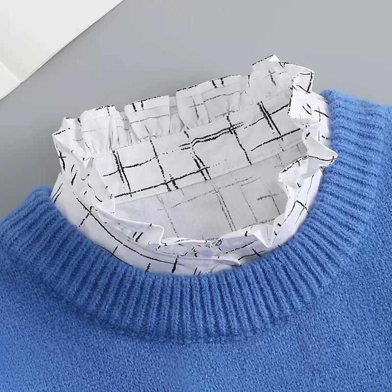 Białe Sztuczne Kołnierzyki Dla Kobiet Krata Klapa Odpinany Kołnierzyk Koszula Koronka Stójka Fałszywy Kołnierzyk Kobieta Zdejmowany Krawat Nep Kraagie