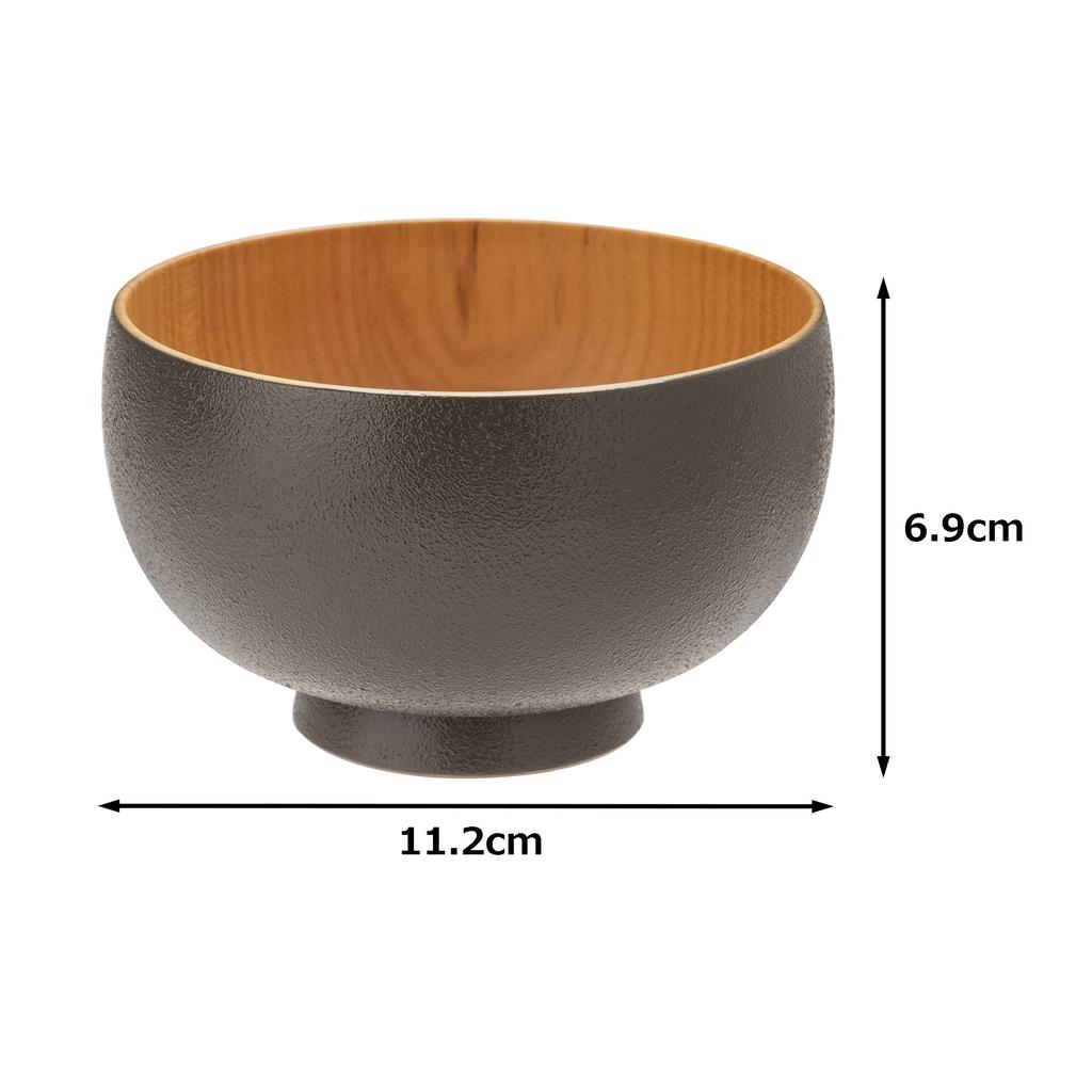 Yamanaka Lacquerware Shirasagi Woodwork Soup Bowl, Shirasagi Bowl, Medium, Approx. 11cm, sibo, Sakura, Natural x Gray, Made in Japan