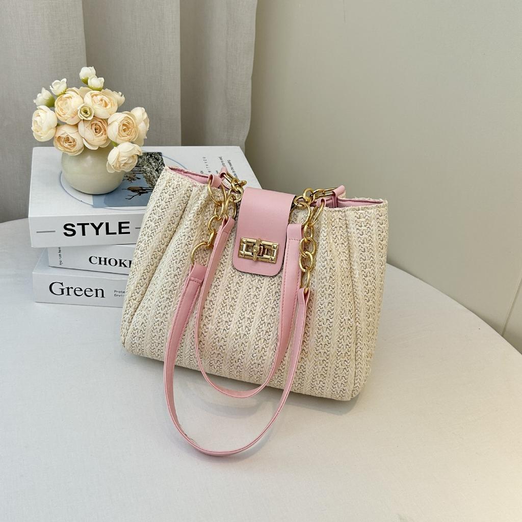 Large Capacity, Bag, Women's Bag, Woven, Swivel Lock Design, Shoulder Bag, Armpit Bag, Casual Bag