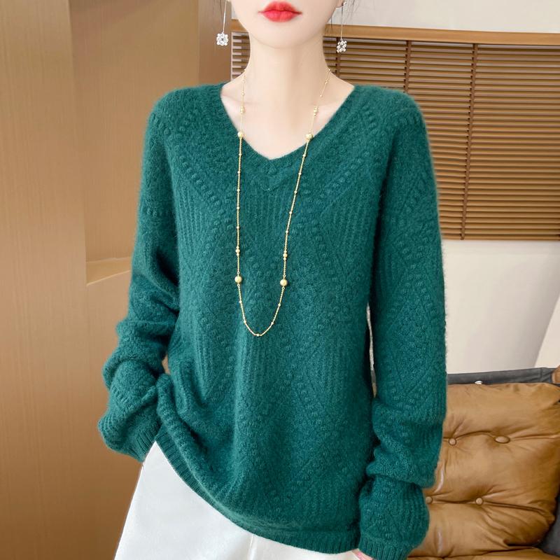 Women's Cashmere Sweater Qinghe Cashmere 30% Cashmere 70% Wool Autumn and Winter Pullover Warm and Fashionable