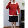 Polo Collar Long-sleeved Knitted Cardigan Autumn and Winter New Loose Design Fake Two-piece Splicing Sweater Jacket Women
