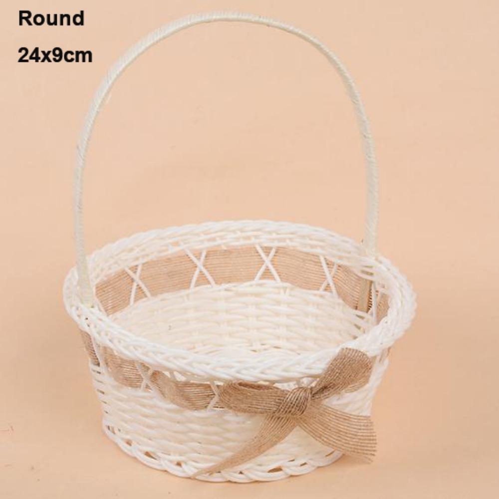 Beautiful Hand Made Storage Baskets With Handle Wicker Flower Basket  For Plant Home Wedding