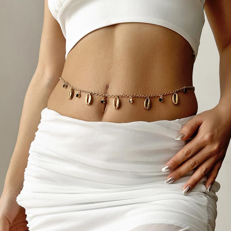 1 Stück Böhmisch Sexy Mode Mehrlagige Quaste Seestern Taillen Bauchkette Damen Sommer Strand Meer Muschel Perle Körperkette