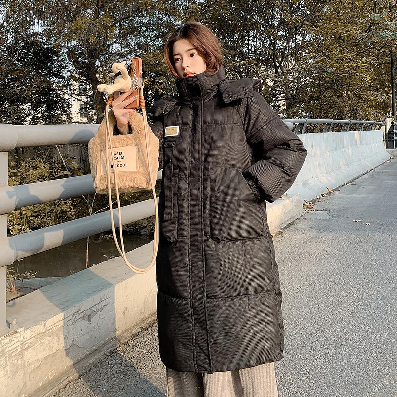 Down Cotton Coat for Women Loose 2025 Winter New Korean Thick Bread Coat Over Knee Preppy Style Coat