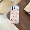 Kawaii Cartoon Bunny Bear Heart Glitter Clear Phone Case For iPhone 15 16 17 Pro Max INS Cute Large Window Shockproof Protective