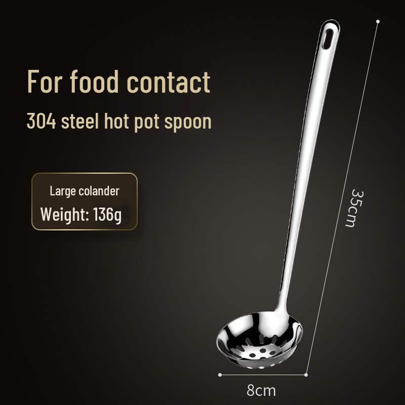 Thickened 304 Stainless Steel Slotted Spoon & Large Soup Ladle Set with Long Handle for Kitchen.