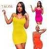 2 Teile/satz Hot Girl Kleid Höschen Set V-ausschnitt Einfarbig Etui Skinny Spaghettiträger Mittlere Taille Dehnbar Low Cut Slim Fit Dating Urlaub Club Party
