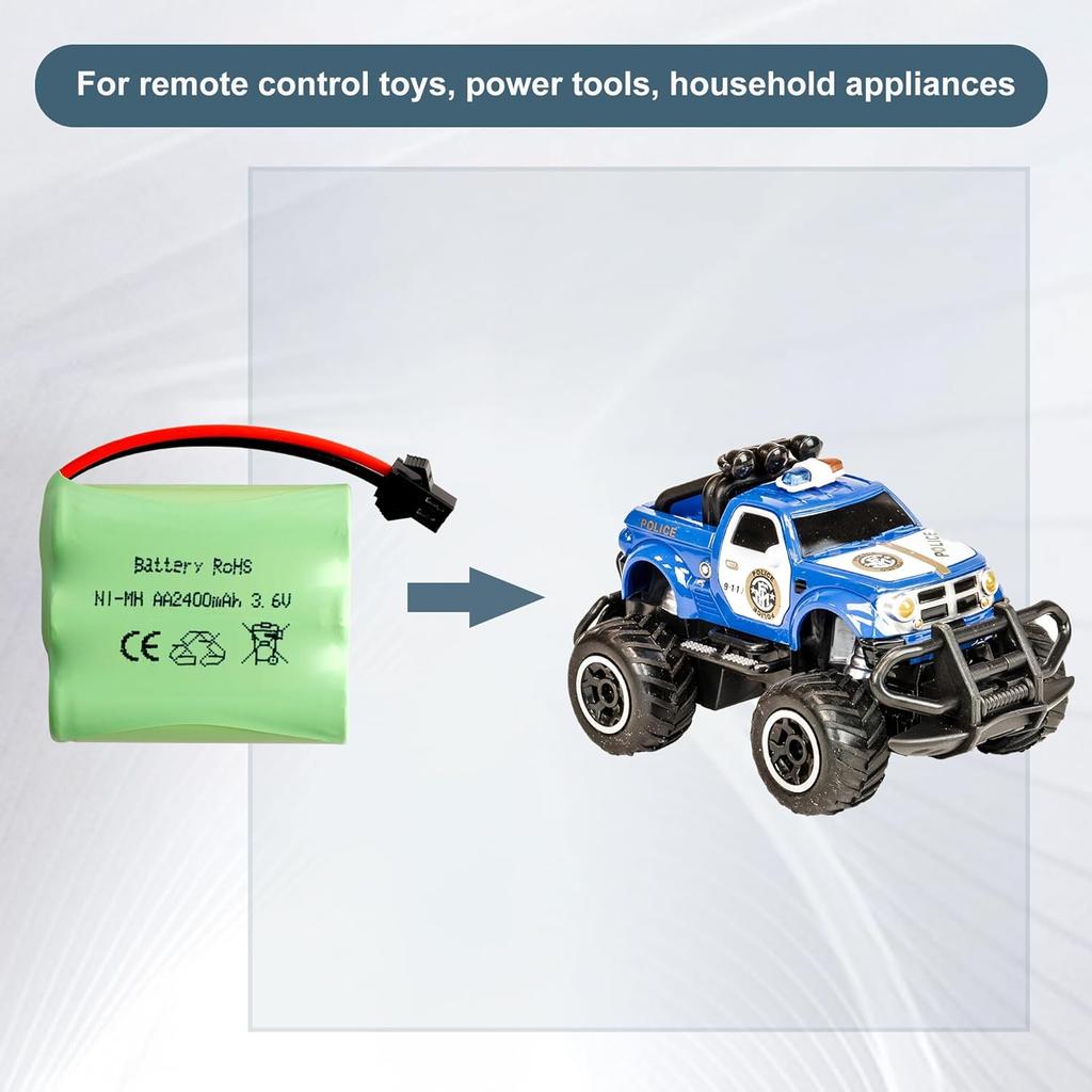 3.6V 2400mAh Ni-MH AA Oppladbart Batteri med USB Ladekabel og SM-2P Kontakt – Ideelt for RC Leker, Belysning og Elektroverktøy