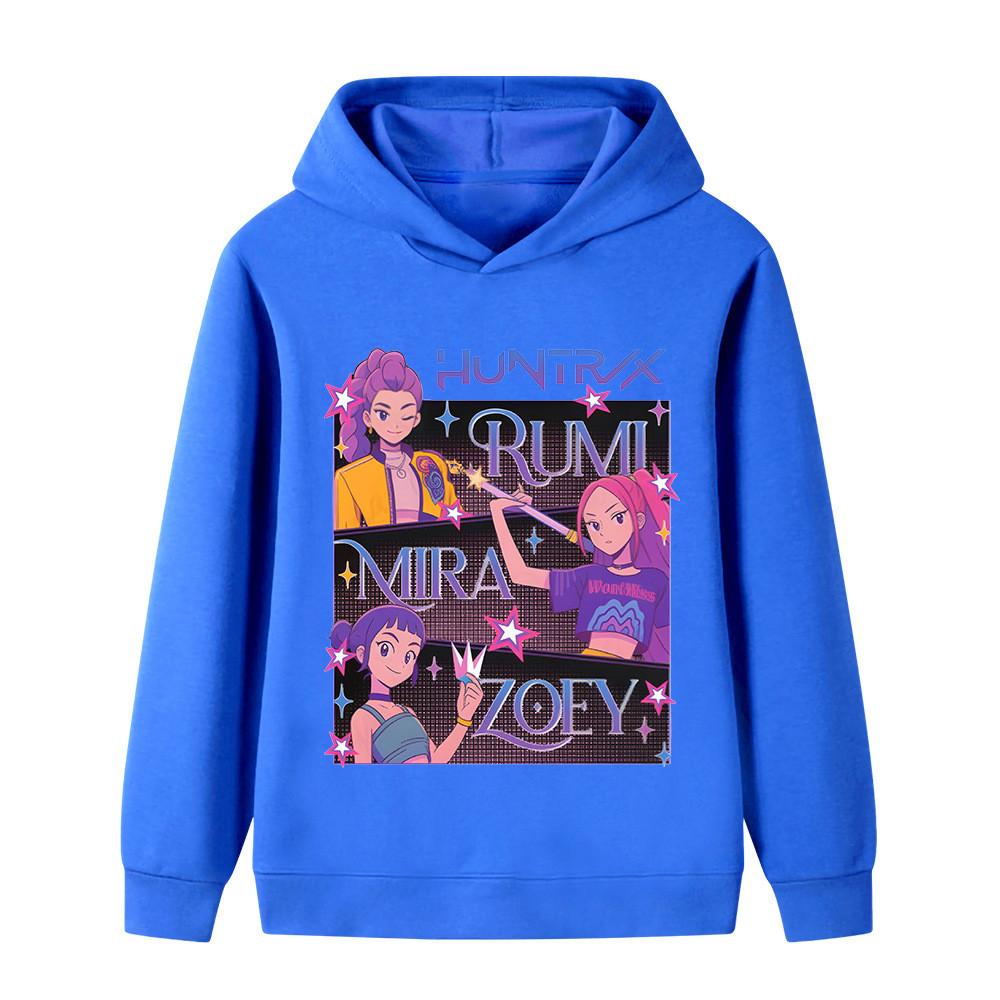 B1225 Kids Boys Girls Kpop Rumi Zoey Mira Print Long Sleeves Hoodie