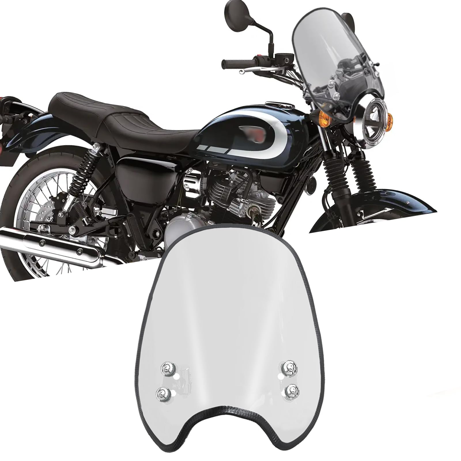 

KAGEFUNE For W230 Megro Meguro S1 W800 W250 W400 W650 2025 Motorcycle Windshield Air Transparent color чёрный