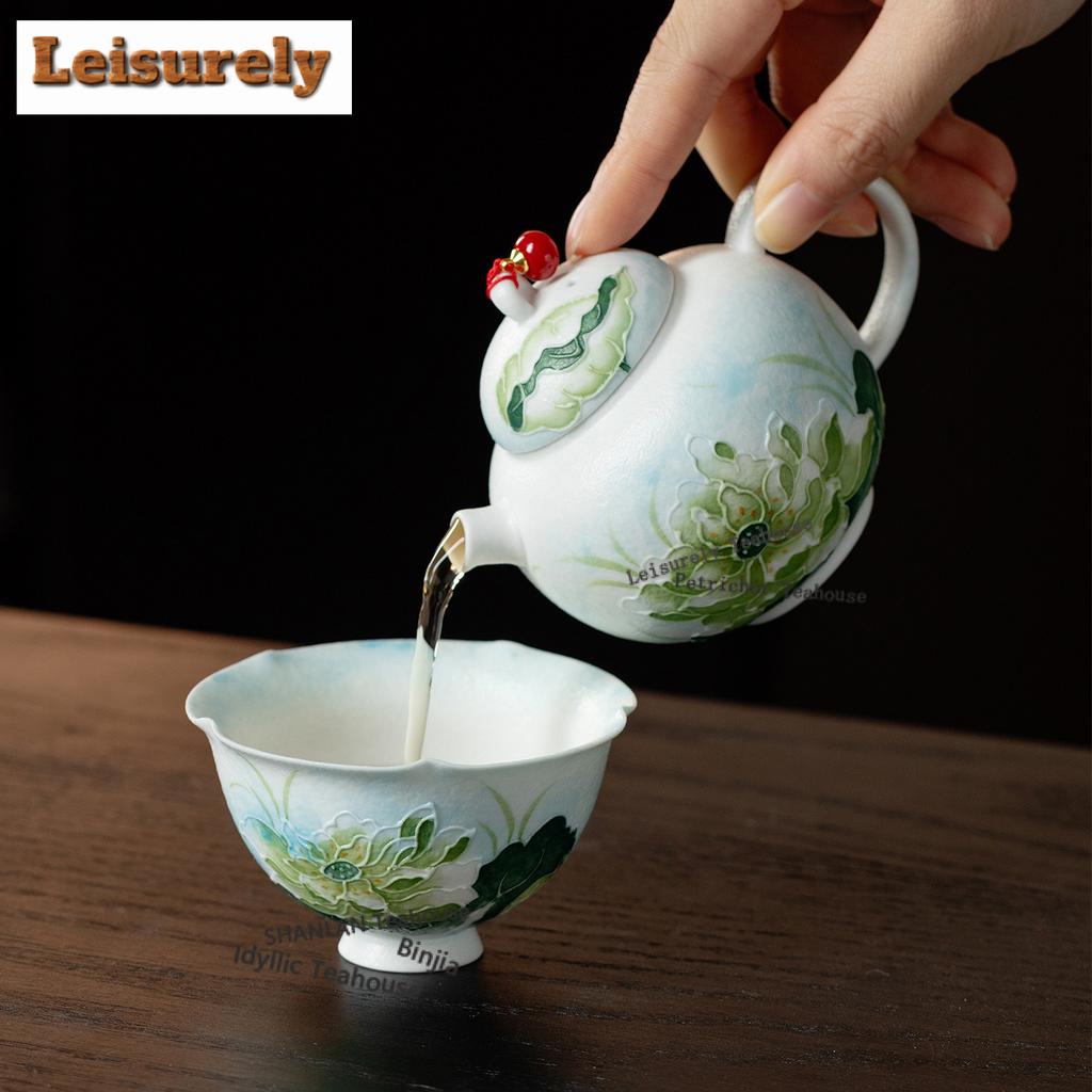 161ml Hand-painted Arita Porcelain Lotus Teapot Retro Tea Infuser Pot Tea Maker Kettle With Strainer Chinese Tea Set Craft Gift