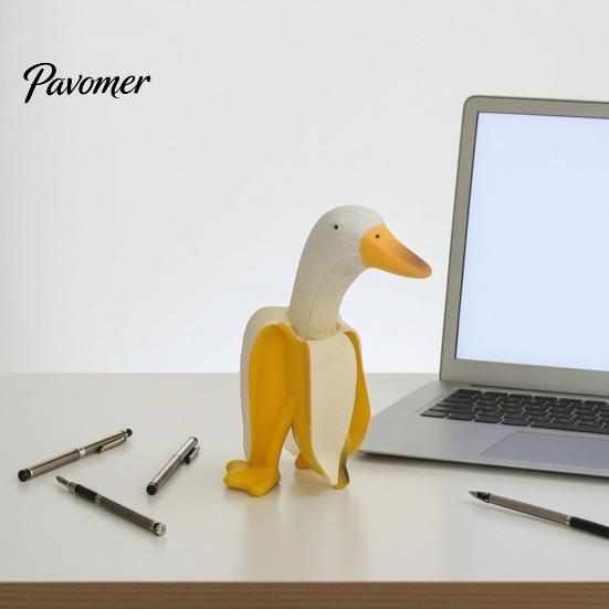 Creatief Huisornament Banaan Eend Beeldje, Hars Beeldhouwwerk, Nieuwigheid Kunst Klein Tuinbeeld Beeldje, Grappig Bureau voor Kantoor Tafelblad Decoratie Beeldje