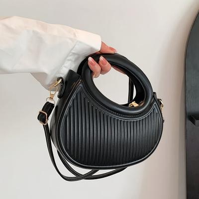 Schickes Streifendesign Umhängetaschen für Damen Elegante Handtasche aus Synthetikleder Geldbörse Luxus-Look Schultertasche
