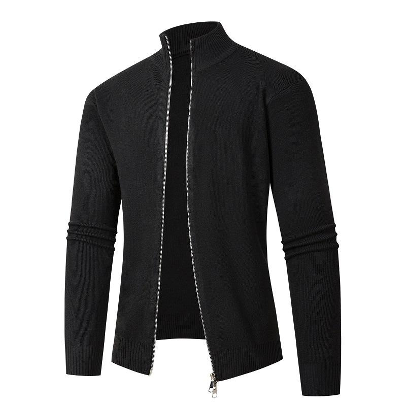 Nový podzimní a zimní pánský svetr se stojáčkem na zip, kardiganový svetr, zahuštěná pánská svetr-bunda