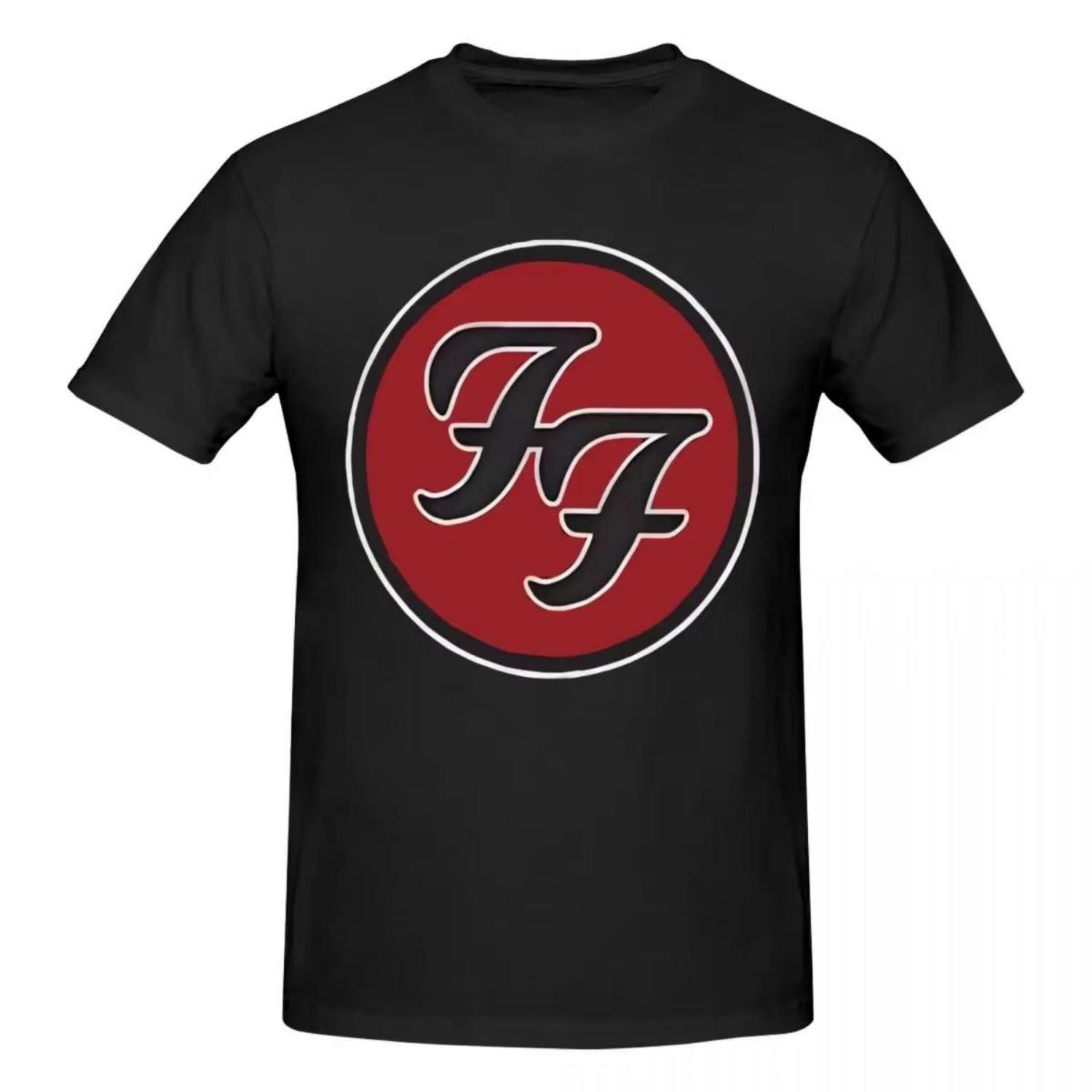

2025 Новая летняя футболка с графикой F-Foo Band Fighters Rock Y2KIdea с круглым вырезом, мужская и женская, большого размера S чёрный