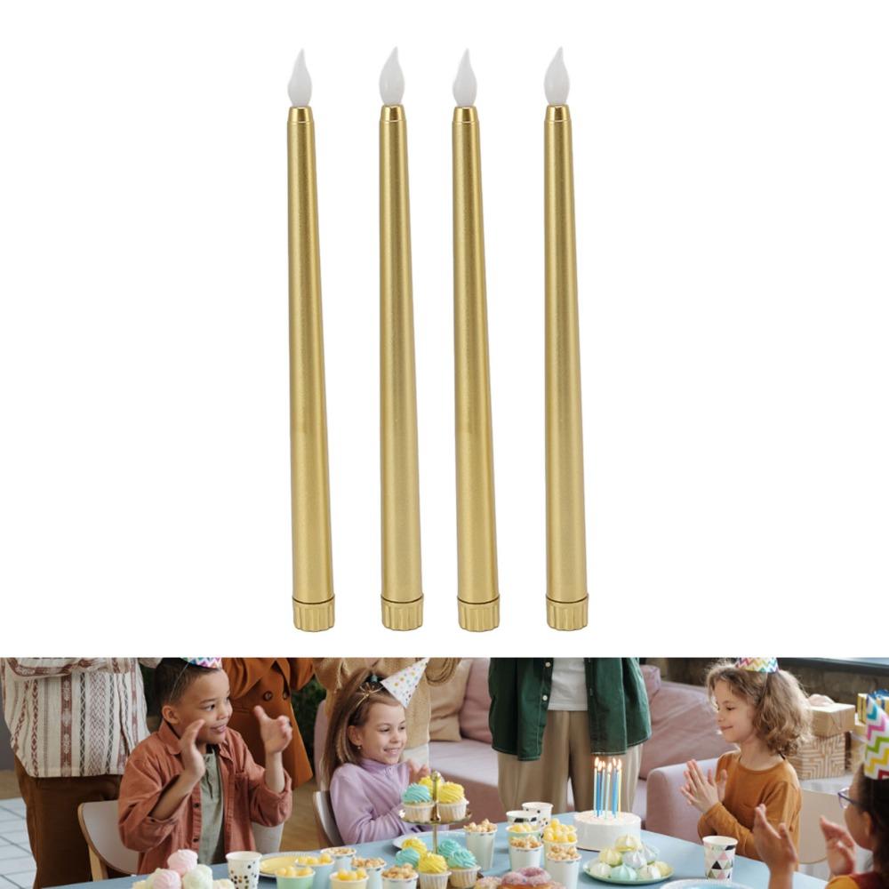 4 Pcs Battery Powered LED Taper Candles Flameless Candle Lights  Church Celebration