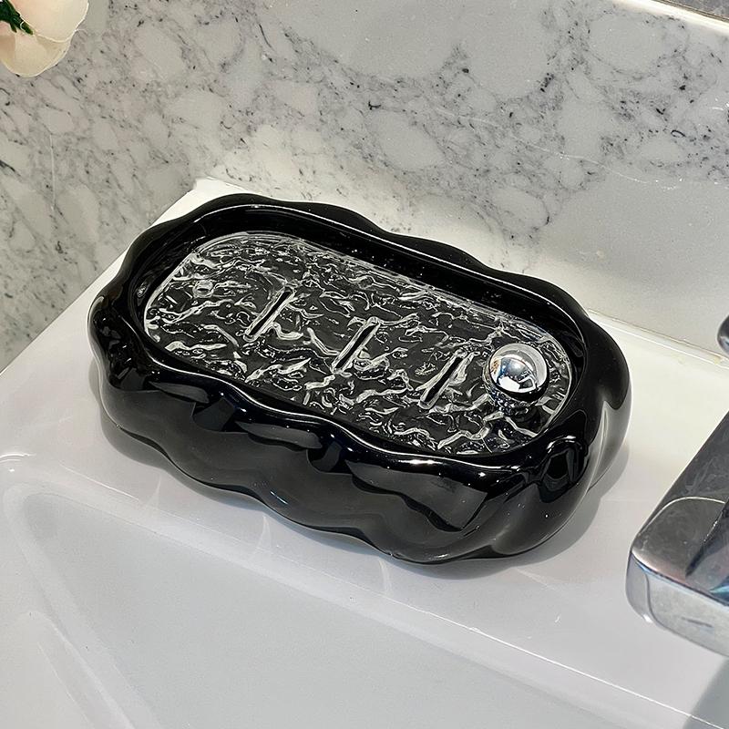 1pc High Aesthetic Ceramic Soap Box, Household Bathroom Countertop Soap Box Holder, High-end Creative Soap Storage Rack