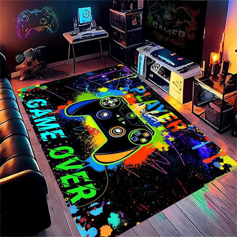 Gaming for Boys Room Gamer Casual Carpet with Controller Design Rug for Game Room Bedroom Decor Machine Washab Mat