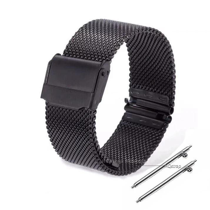 Milánský řemínek Univerzální kovový řemínek z nerezové oceli pro hodinky 12mm 14mm 16mm 18mm 20mm 22mm 24mm Pásek Černý Růžově zlatý Náramek