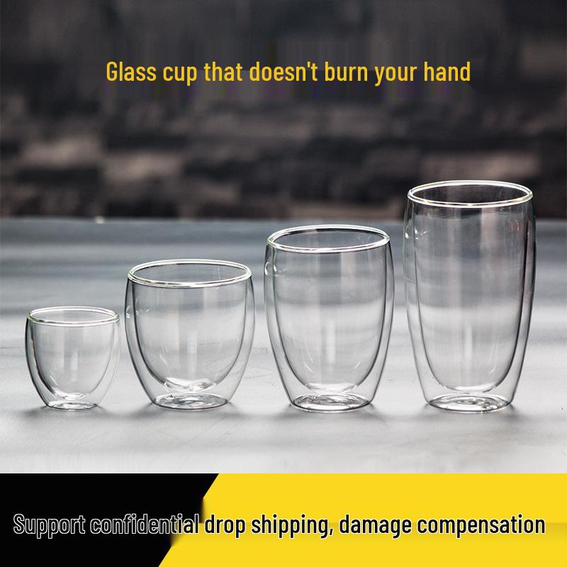 Doppelwandiges Borosilikatglas Eiförmige Isolierbecher für Tee, Kaffee, Saft oder Bier