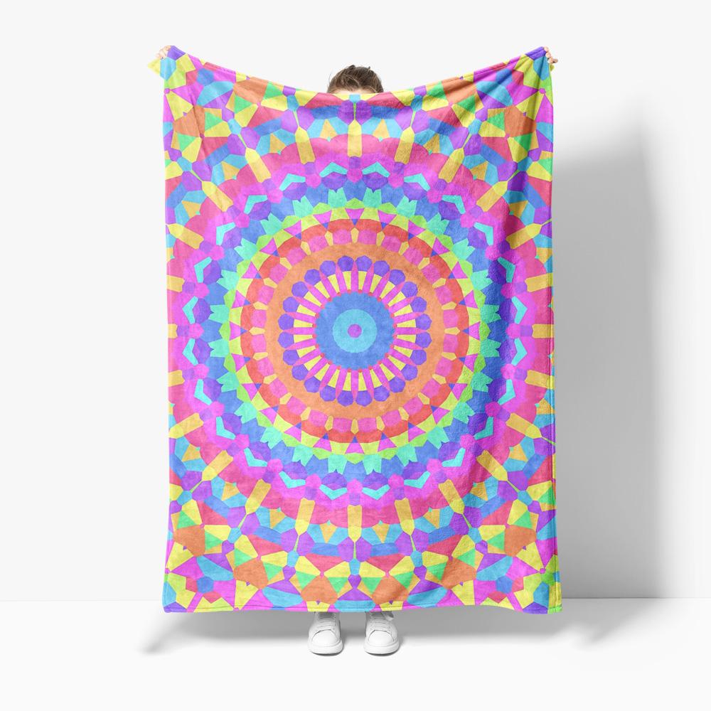 Colorful Geometric Pattern Blanket Sofa Throw Bed Cover Kids Teen Gift Decorative Throw Blanket 75x100cm