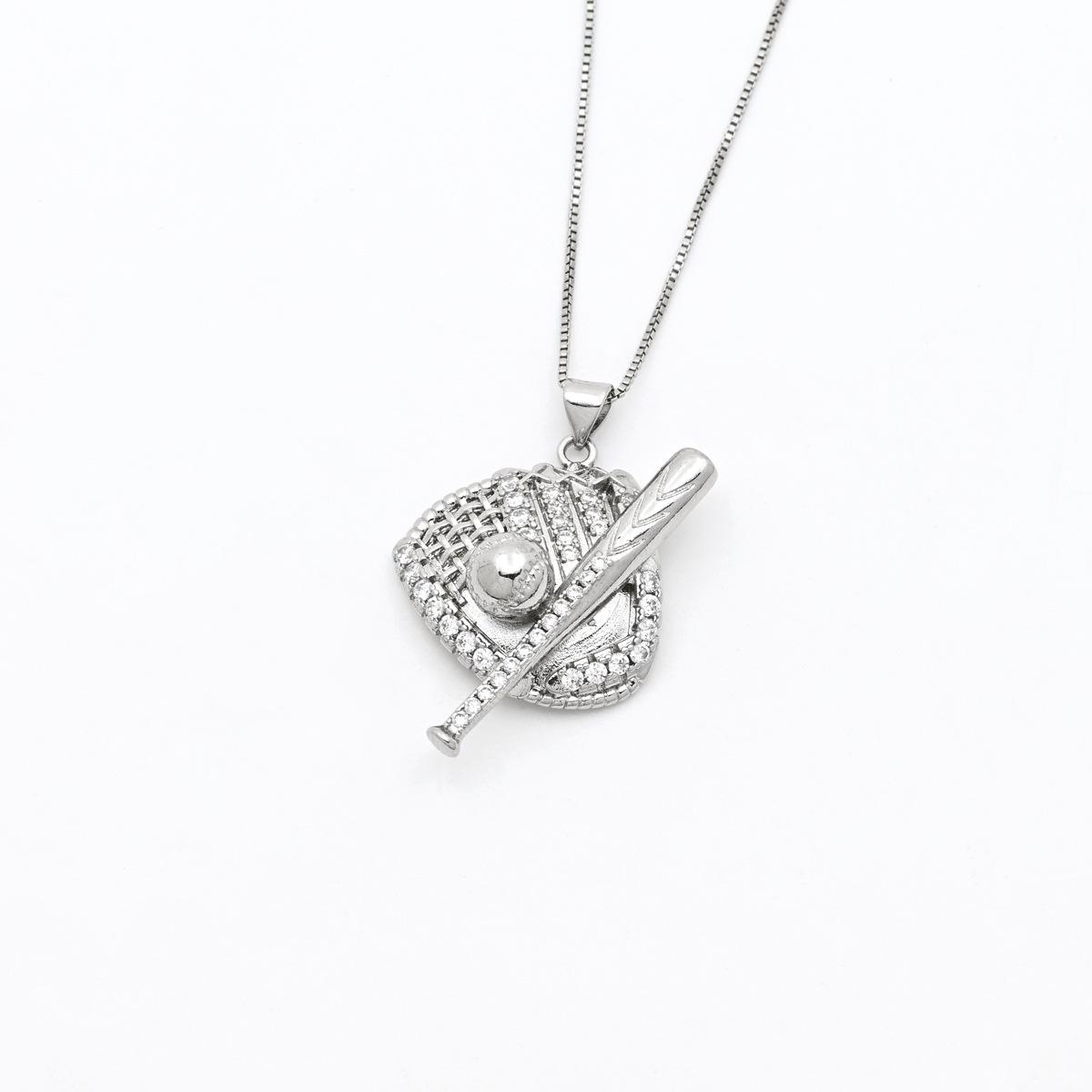 Copper Zirconia Baseball Pendant Necklace – Personalized Sports Jewelry Pendant only