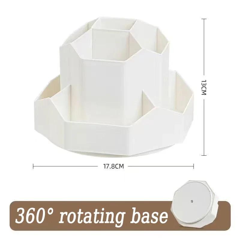 Desktop Stationery Organizer 9 Slots Stationery Storage Box 360 Degree Rotating Cute Pencil Cup Pot for Home Office School