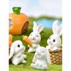 4 ST-Miniatyr Kaninmodell Mini Kaninfigur Skrivbord Trädgård Landskap Prydnad Harts Hantverk Påsk Söt Hem Kontor Dekor Supp