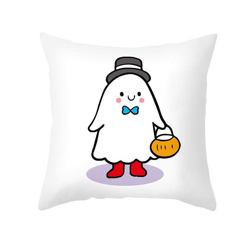 Halloween Pillow Cover New Product Cartoon Pumpkin Castle Print Peach Skin Cushion Cover Pillow Cover