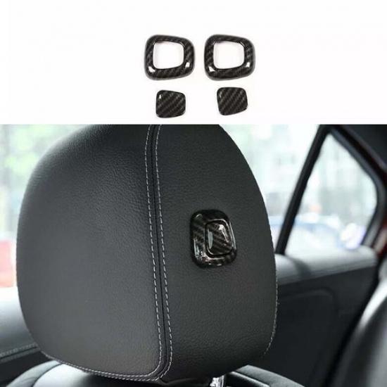 Ring Trim - Inner Seat Headrest Adjust Button For Benz GLA Carbon Fiber